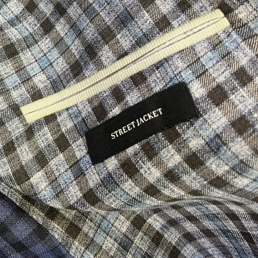Ermenegildo Zegna DUO Blue Plaid Linen Silk Street Jacket Blazer Switzerland